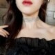 * 1 Ezüst Nők Pearl Bling geometriai alakzat szálak Mesh Choker gallér nyaklánc ékszerek
