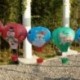 Kék Mikulás Karácsonyi forró levegő papír lámpa díszítés lámpabúra otthon fél léggömb dekoráció JP