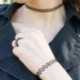 Vintage Stretch Tattoo Choker nyaklánc karkötő gyűrű készlet fekete elasztikus Boho 90s