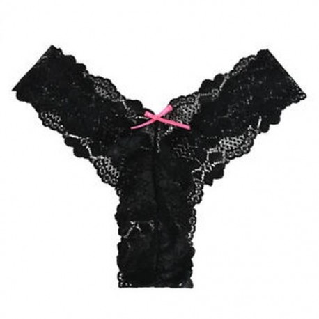Fekete Női csipke zökkenőmentes G-string rövidnadrág tanga bugyi fehérnemű fehérnemű knickers
