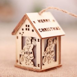Kis Mikulás Karácsonyi aranyos LED fény fa ház karácsonyfa lóg díszek Holiday dekoráció