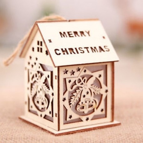 Nagy harang Led Light Wood House Aranyos karácsonyfa függő díszek Holiday dekoráció JP