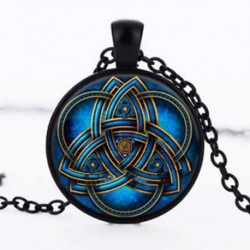 Kék kelta triquetra Vintage Punk pillangó sárkány kabókon üveg bronz lánc bagoly medál nyaklánc