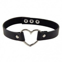Fekete Női kedvenc punk gót bőr szegecs szív gyűrű nyakörv choker funky nyaklánc