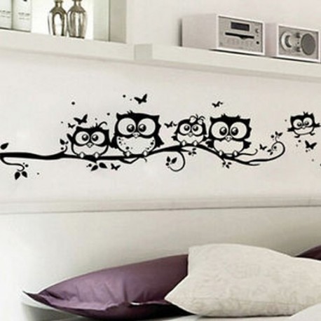 Fekete bagoly falmatricák Vinyl Decal gyerekek óvoda szoba lakberendezés DIY