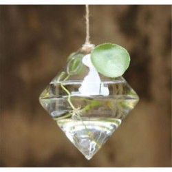 Gyémánt alakú 1 x átlátszó függő üvegbab labdák gyertya Tealight tartó fél esküvői dekoráció