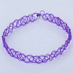 Lila (egyrétegű) ELADÓ! Tattoo Choker Stretch nyaklánc fekete Retro Henna rugalmas 80-as évek 90-es évek ékszer