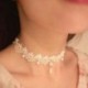Retro női gótikus fehér virág csipke Charm gyöngy medál Choker nyaklánc ékszerek
