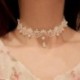Retro női gótikus fehér virág csipke Charm gyöngy medál Choker nyaklánc ékszerek