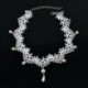 Retro női gótikus fehér virág csipke Charm gyöngy medál Choker nyaklánc ékszerek
