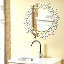 Ezüst Kivehető 3D tolltükör fal matrica otthoni szoba matrica fali művészet DIY dekoráció