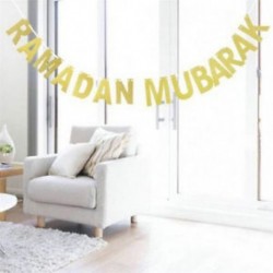 Ramadan Mubarak Bunting Garland csillogó arany levél fél lógó banner dekoráció