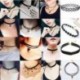 * 67 Gothic Punk fekete csipke retro choker nyaklánc ékszer csipke virág medál