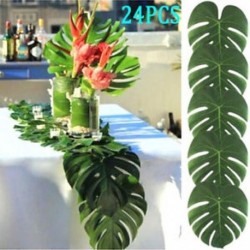24PCS trópusi hawaii zöld levelek Luau Moana fél asztali díszek ömlesztve