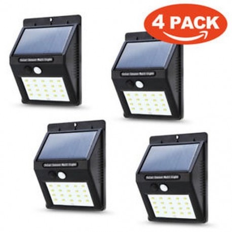 4PACK 20 LED napenergia Power PIR mozgásérzékelő fali fény Kültéri kerti lámpa vízálló