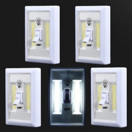 2 CSOMAGOK 5PCS vezeték nélküli COB LED fali kapcsoló szekrény Akkumulátoros éjszakai fény akkumulátor működik