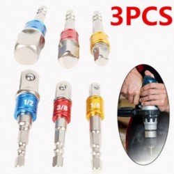 3Pcs 1/4 &quot 3/8&quot  1/2 &quot 3Pc / Set Hex Drill Bit csatlakozó adapter elektromos ütközésvezérlő