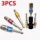 3Pcs 1/4 &quot 3/8&quot  1/2 &quot 3Pc / Set Hex Drill Bit csatlakozó adapter elektromos ütközésvezérlő