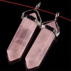 Rose Quartz 9 * Drágakő szikla természetes kristály kvarc gyógyító pont Chakra kő medál nyaklánc