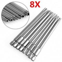 8db-os készlet Torx csavarhúzó-bit Hex biztonsági mágneses fej 100MM extra hosszú