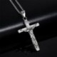 Ezüst Divat férfi rozsdamentes acél Crucifix Jézus kereszt medál lánc nyaklánc ékszer