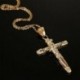 Ezüst Divat férfi rozsdamentes acél Crucifix Jézus kereszt medál lánc nyaklánc ékszer