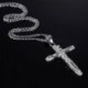 Ezüst Divat férfi rozsdamentes acél Crucifix Jézus kereszt medál lánc nyaklánc ékszer