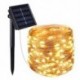 Meleg fehér Solar Powered 100 LED 10m réz drót könnyű húr tündér Xmas Home Garden Decor