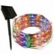 Meleg fehér Solar Powered 100 LED 10m réz drót könnyű húr tündér Xmas Home Garden Decor