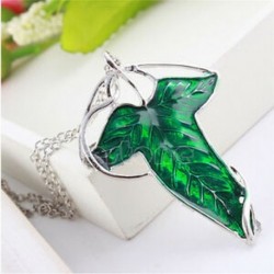 A gyűrűk retro ura zöld levél elf Pin bross medál lánc nyaklánc ajándék