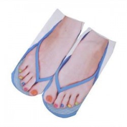 Kék Unisex nők vicces boka zokni pamut papucs 3D nyomtatott zokni alacsony vágás