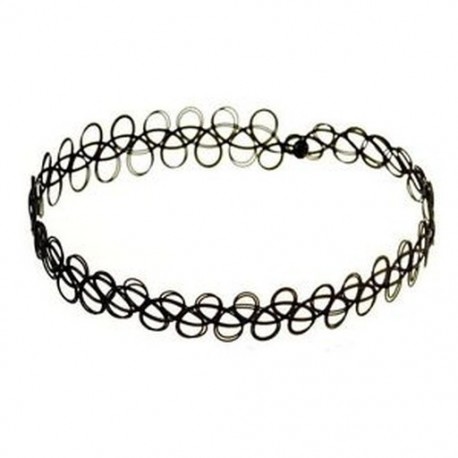 Fekete (egyrétegű) Vintage Stretch Tattoo Choker nyaklánc medál Retro Henna Punk Elasztikus 80-as évek 90-es években