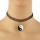 Fekete (egyrétegű) Vintage Stretch Tattoo Choker nyaklánc medál Retro Henna Punk Elasztikus 80-as évek 90-es években