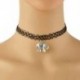 Fekete (egyrétegű) Vintage Stretch Tattoo Choker nyaklánc medál Retro Henna Punk Elasztikus 80-as évek 90-es években