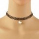 Fekete (egyrétegű) Vintage Stretch Tattoo Choker nyaklánc medál Retro Henna Punk Elasztikus 80-as évek 90-es években