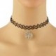 Fekete (egyrétegű) Vintage Stretch Tattoo Choker nyaklánc medál Retro Henna Punk Elasztikus 80-as évek 90-es években