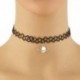 Fekete (egyrétegű) Vintage Stretch Tattoo Choker nyaklánc medál Retro Henna Punk Elasztikus 80-as évek 90-es években