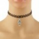 Fekete (egyrétegű) Vintage Stretch Tattoo Choker nyaklánc medál Retro Henna Punk Elasztikus 80-as évek 90-es években