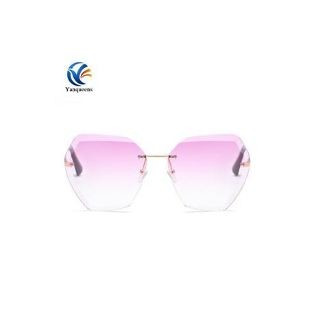 Arany keret   lila lencse Túlméretezett nők keret nélküli napszemüveg Retro sokszög optika fémkeret szemüvegek JP