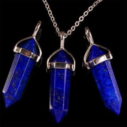 Lapis lazuli 7 * Természetes kvarc kristály kő pont Chakra gyógyító drágakő medál nyaklánc ajándék