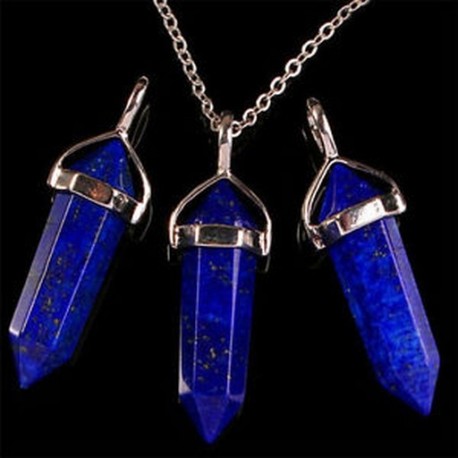 Lapis lazuli 7 * Természetes kvarc kristály kő pont Chakra gyógyító drágakő medál nyaklánc ajándék