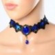 Kék Nők csipke drágakő Punk viktoriánus choker gallér nyaklánc medál gótikus Cosplay
