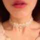 Női Gótikus Fehér Virág Csipke Gyöngy Charm Medál Choker Nyaklánc Ékszer Ajándék
