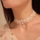 Női Gótikus Fehér Virág Csipke Gyöngy Charm Medál Choker Nyaklánc Ékszer Ajándék