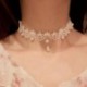 Női Gótikus Fehér Virág Csipke Gyöngy Charm Medál Choker Nyaklánc Ékszer Ajándék