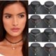 Fekete Vintage bőr lánc choker nyaklánc gyöngy kristály medál két réteg ékszerek