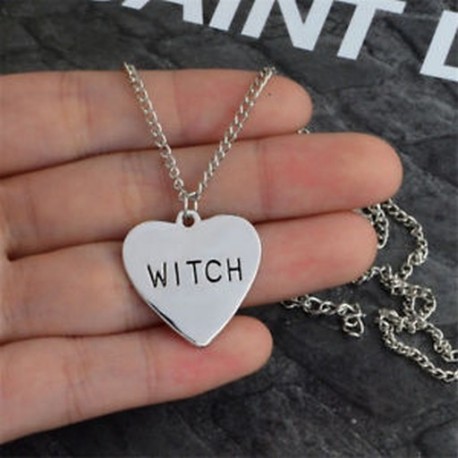 Halloween szív alakú boszorkány nyaklánc boszorkány Wiccan medál ékszer ajándék Unisex
