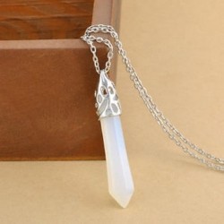 Sea Opal Természetes kristály gyógyító pont csakra hatszögletű drágakő medál nyaklánc ékszer