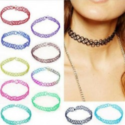 12Pcs / Lot 80-as évek 90-es évek Punk rugalmas rugalmas tetoválás csipke nyaklánc nyaklánc Retro gótikus