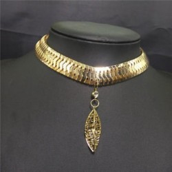 Divat nők arany choker gallér strasszos kristály levél lánc nyaklánc ékszer